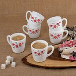 CELLO Ricca Mug 6 Pcs Set | Cups for Tea,Coffee,Espressoc| Thermal Resistant | Light Weight | Ideal Gifting Option | Red Rose Fantacy | 100ml