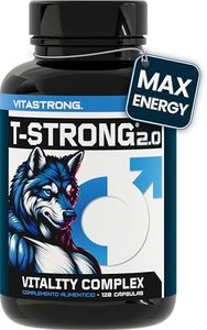 Vitastrong Vitality Complex - 120 cápsulas T-Strong 2.0 con arginina, cordyceps, taurina, maca, fenogreco, ginseng, ginkgo, zinc, vitamina B6 - Energía, bienestar masculino y apoyo al rendimiento
