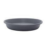 The HC Companies 12 Inch Round Plastic Classic Plant Saucer - Indoor Outdoor Plant Trays for Pots - 12.5"x12.5"x2.13" Warm Gray