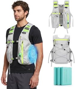 Cooling Running Vest with 3 Cooling Plates for Women Men, Adjustable Chest Straps Air Conditioner Vest with Storage Pocket, Lightweight Ice Vest Cool for Hot Weather Outside Activities, Silver Gray