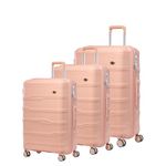 Maleta Desire Set of 3 Trolley Bags | Small + Medium +Large Size Luggage | 8 Spinner Wheels, TSA Lock |Suitcase for Travel | Bags for Travelling (Pink)