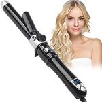 Automatic Rotating Hair Curler, 28mm Curling Tongs Fast Heating Ceramic Barrel Adjustable Temperature 100-220℃ Timer with LCD Display, Auto Off