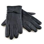 Ladies Genuine Leather Gloves Fleece Lined Warm Winter thermal Driving S/M M/L (Black, M/L)