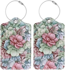 Luggage Tags for Suitcases, 2 Pack Cute PU Leather Luggage Tag TSA Approved with Stainless Steel Loop and Address Card Baggage Tag for Travel&Hotel Stays&Cruise Ships&Shipping and Mailing