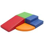 Toddler Soft Climbing Toy Set - 4-Piece PU Leather Color-Block Foam Blocks - Kids Indoor Playground Climbing Toys - Crawling Slide Activity Set