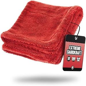 Nuke Guys Gamma Dryer S Ultra Absorbent Handy Drying Cloth 1400 GSM Red 40 x 40 cm Lint-Free Rounded Soft Fibres Scratch-Free Premium Microfibre Cloth for Car Motorcycle Bicycle