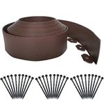 Flexible Garden Edging Border 10m,Plastic Landscape Edging No Dig[Extra Tall 10cm Hight] Lawn Edging with 30 Securing Pegs,Garden Borders Kit Mini Fence for Yard Flowerbeds,Grass-Brown