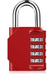 BeskooHome Combination Padlock, 4 Digit Waterproof Heavy Duty Padlock with Code for Gym Locker, School Locker, Toolbox, Garage, Backyard Gate, Shed (1 Pack Red)