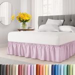 Wrap Around Dust Ruffle Bed Skirt - Light Pink - for Twin Size Beds with 12 in. Drop - Easy Fit Elastic Strap - Pleated Bedskirt with Brushed Fabric - Wrinkle Free, Machine Wash - by CGK Linens