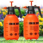 2 Pack Pump sprayers in Lawn and Garden, 2L Handheld Garden Pump Sprayer 0.5 Gallon Water Mist Spray Bottle for Plants, Weed Sprayer with Adjustable Brass Nozzle (2L Orange)