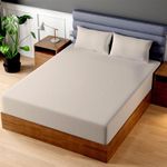 Superior Linen Fitted Sheet Short Queen 100% Cotton 200 Thread Count, Breathable and Comfortable, Machine Wash and Dry RV Short Queen Sheets (60x75) Beige