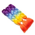 3 Pcs /300g 24'' Two Ombre Jumbo Braiding Hair Synthetic Braid Hair Extensions Purple to Light Blue to Yellow to Orange