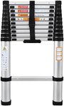Aluminium Telescoping Ladder, 3.2M Heavy Duty Multi-Purpose, Non-Slip, Max Load 150kg/330lb, Portable Extension Loft Ladder