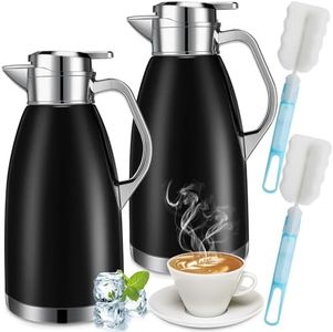 Tioncy 2 Pcs Thermal Coffee Carafe 78oz Insulated Carafe Hot Water Dispenser Stainless Steel Carafe for Hot Liquid Coffee Tea Milk with 2 Brushes Keep 12 Hours Hot 24 Hours Cold (Black)
