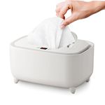 Wipes Warmer Dispenser for Babies, Baby Wipes Dispenser Heater with Adapter & LCD Display, Portable Infant Wipes Holder Case (White)