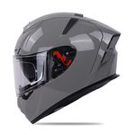 Ignyte IGN-4 ISI / DOT Certified Double Visor Full Face Helmet Outer Anti-Fog Clear Visor and Inner Smoke Sun Shield (Large 600 MM, Glossy Titanium Grey)