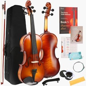 Kmise 4/4 Full Size Violin Starter Kit for Adults Beginners Students, Artistic Tiger-Stripe Acoustic Violins, Fiddle Bundle with Case, Bow, Rosin, Strings, Shoulder Rest & Guide (Tiger-Stripe, 4/4)