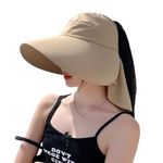 Alexvyan Women Brown Universal Sun Hat - Wide Brimmed Uv Protection Sunvisor with Neck Flap & Adjustable Windproof Chin Strap, Breathable Polyester Material -Fits 22"-24" Heads