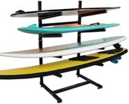 LINGVUM Freestanding Surfboard Rack, Surfboard Stand Storage & Display for Indoor, Outdoor, Garage, Shop, Tool-Free Assembly (Fits 4 Boards)