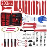 Wetado Trim Removal Tool Kit, Car Panel/Door/Audio Removal Tool Set, Auto Clip Pliers/Fastener Terminal Remover Tool, Push Pin Bumper Retainer Clip, Plastic Pry Tool Set with Storage Bag(203Pcs Red)