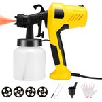 Electric Paint Sprayer, 800W Paint Spray Gun with 4 Nozzles and 3 Patterns, 800ML Container Electric Paint Gun for Furniture Cabinets Fence Walls Door Crafts (Yellow)