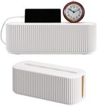Navaris Ribbed Cord Boxes - Stylish Cable Management Solution - Desk Cable Tidy & Wire Hider Organiser Box - Ideal for Cables Storage Tidy Desk & TV Cable Management - Set of 2