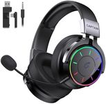 COOLV 2.4GHz Wireless Gaming Headset for PS5, PC, PS4 - RGB Light Gaming Headset, 60 HR Battery, 7.1 Surround Sound, Bluetooth 5.4 Gaming Headphones with Mic (Black)
