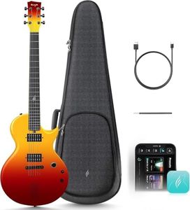 Enya Electric Guitar Nova Go Sonic Smart Electric Carbon Fiber Guitarra with 10W Wireless Speaker, Onboard Presets, All-in-One Portable Rig for Street Performers & Home Studios, Volcano Red