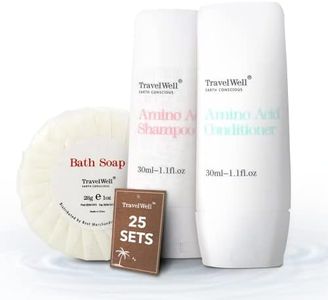 TRAVELWELL Hotel Amenities 30ml Shampoo (25 Bottles) + Conditioner (25 Bottles) + Mini Soap Bars (25 Bars, 28g) | Travel Size Toiletry Set