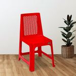 Nilkamal Viva Plastic Chair|for Living Room, Bed Room, Kitchen, Office Room, Outdoor| 100% Polypropylene Stackable Chair (Red)