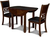 New Classic Furniture Gia Drop Leaf Dining Table with Two Chairs, 42-Inch, Brown