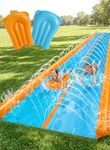 Sloosh Super Double Water Slide for Adult Kids, 25ft x 7ft Heavy Duty Lawn Water Slide with Sprinkler and 2 Slip Inflatable Boards for Party in Summer Yard Lawn Outdoor Water Play Activities