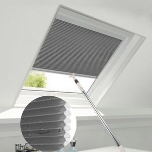 ZSTARR Manual Skylight Shades Cordless Honeycomb Blinds Full Blackout Light Filtering Fabric Window Shades for Skylight Roof Inclined Plane Room Windows (93020N-Gravel Light Filtering)