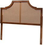 Baxton Studio Risha Mid-Century Modern Ash Walnut Finished Wood and Rattan King Size Headboard