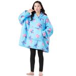 LQBNZQZ Blanket Hoodie Kids Cartoon Sweatshirt Blanket Oversized Hoodies Fleece Hooded Sweater for Girls Boys (CA/US, Alpha, One Size, Regular, Blue)