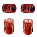 Tire Valve Stem Caps - 4 Pack Anti-Corrosion Premium Anodized Alloy Tyre Air Valve Caps N2 Nitrogen for Car SUV Bike Red