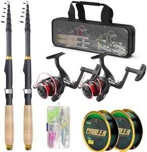 Fishing Rod and Reel Combos, 6.9ft 2PCS Telescopic Fishing Pole Spinning Reels Sets, Collapsible Fishing Rod Full Kit with Carrier Bag for Travel Saltwater Freshwater Fishing Poles
