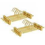 Amber Home Premium Matte Gold Aluminum Pants Hangers 10 Pack, 12.2” Extra Smooth & Durable Metal Skirt Slack Hanger, Light & Sturdy Metal Rack for Trouser with 2-Adjustable Non Slip Clips Swivel Hook
