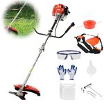 Gas Powered Weed Wacker, 52cc 2-Stroke Cordless Straight Shaft Grass Trimmer, 2-in-1 Gas Weed Eater Hedge Trimmer, Lightweight String Trimmer/Edger/Brush Cutter for Lawn Garden Yard