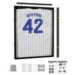 Jersey Display Frame Case Large Frames Shadow Box Lockable with UV Protection Acrylic Hanger and Wall Mount Option for Baseball Basketball Football Soccer Hockey Sport Shirt Black Finish