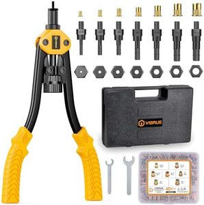 VIGRUE 14'' Rivet Nut Tool Hand Rivet Tool Kits with 7PCS Metric & Inch Mandrels and 150PCS Metric & SAE Rivet Nuts Assortment and Rugged Carrying Case