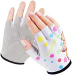 Kids Half Finger Gymnastics Gloves for Age 1-9 Boys Girls Climbing Biking Good Grip Control Gloves for Gymnastics Balance Boards Outdoor Sports (White, S)