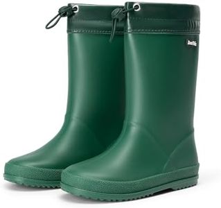 DREAM PAIRS Kids Rain Boots Boys Girls Lightweight Boots Waterproof Easy-on Outdoor Playing Rain Boot Unisex-Child,Size 11 Little Kid,Dark Green,SDRB2401K