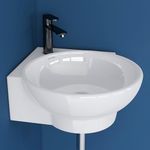 Plantex Ceramic White Corner Wash Basin/Wall Mount Basin for Bathroom/Corner Basin/Bathroom Basin/Glossy Small Corner Sink (Lily)