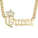 JOTW Gold Crowned Queen Pendant with a 20 Inch Adjustable Cuban Chain Necklace