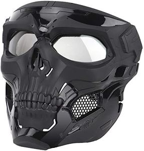 Anyoupin Airsoft Mask,Full Face Masks Skull Skeleton with Goggles Impact Resistant Army Fans Supplies Tactical Mask for Halloween Paintball Game Movie Props Party and Other Outdoor Activities(Black)