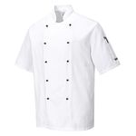 Portwest C734 Mens Whites Chefs Coat Short Sleeve White, Small