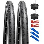 YUNSCM 700C Bike Tires 700x28C/28-622 and 700C Bike Tubes Presta Valve with 2 Rim Strips Compatible with 700 x 25C 700 x 28C Bike Bicycle Tires and Tubes (AK-193)