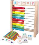 Wooden Abacus for Kids Math - 10 Row Bead Counting Frame with Counting Sticks & Number Alphabet Cards, Learn Counting, Educational Gift for Toddlers, Preschoolers - Ideal for Home, School & Daycare