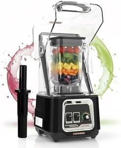 CRANDDI Professional Smoothie Blender, 2200W Commercial Soundproof Quiet blender with Removable Soundproof Shield for Crushing Ice, MilkShakes, Puree, Self-Cleaning, 50oz 110V K80 (Black)